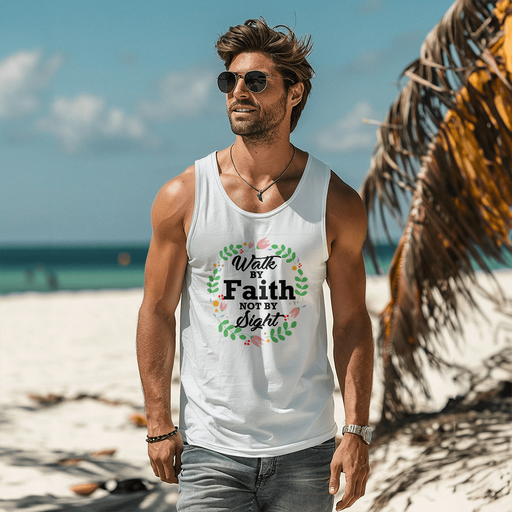 Walk By Faith Not By Sight - 3480 Bella + Canvas Unisex Jersey Tank Front Print - Gift for Her - Gift for Him