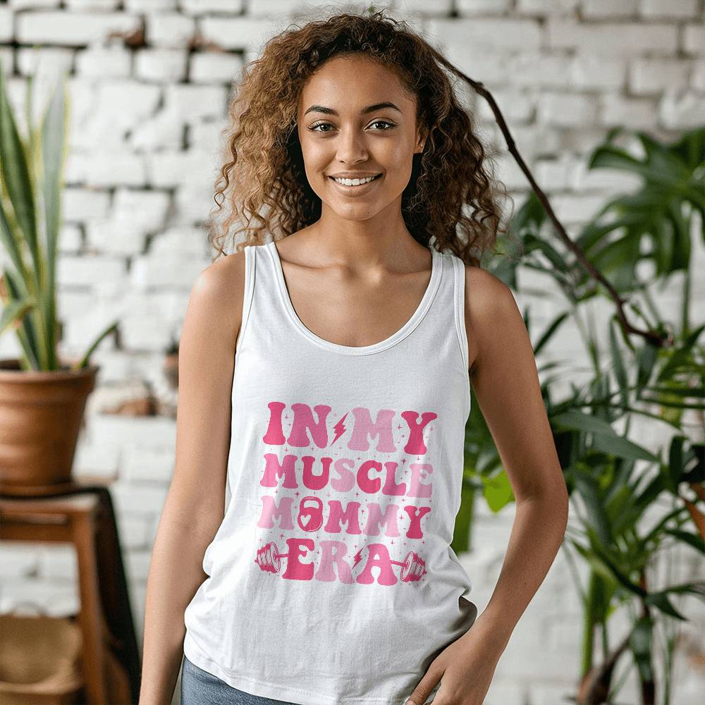 In My Muscle Mommy Era - 3480 Bella + Canvas Unisex Jersey Tank Front Print Design - Gift for Mom