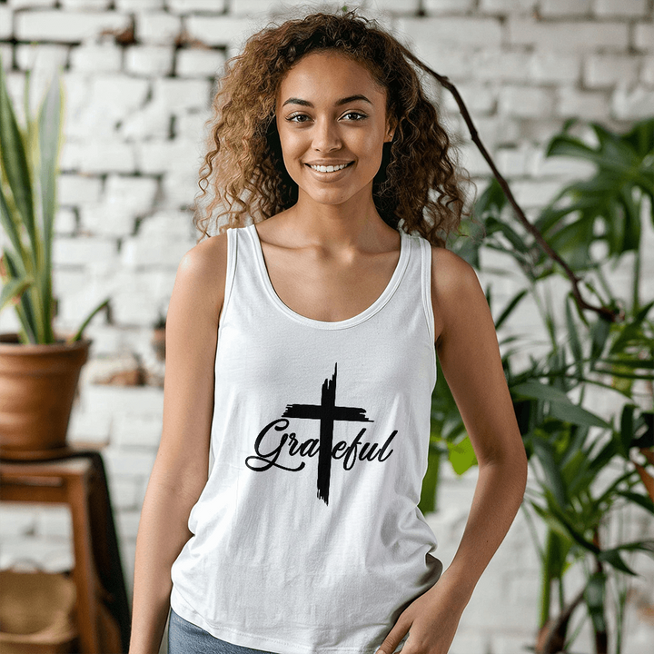 Grateful (Black) Tank Top – Gift for Her - Gift for Him