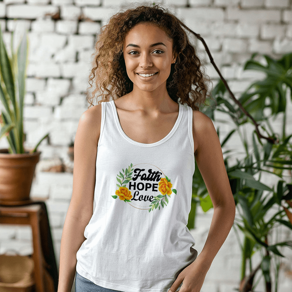 Faith Hope Love - 3480 Bella + Canvas Unisex Jersey Tank Front Print - Gift for Her