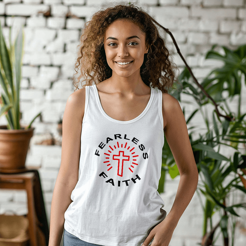 Fearless Faith - 3480 Bella + Canvas Unisex Jersey Tank Front Print - Gift for Her - Gift for Him