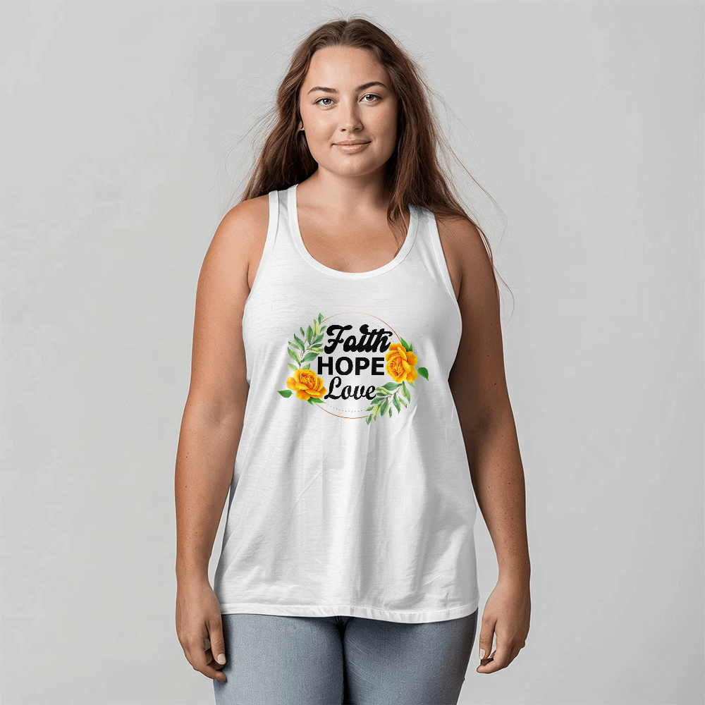 Faith Hope Love - 3480 Bella + Canvas Unisex Jersey Tank Front Print - Gift for Her