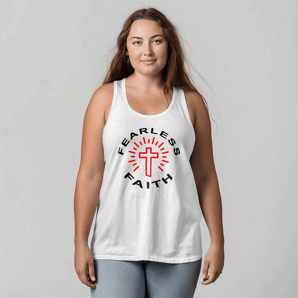 Fearless Faith - 3480 Bella + Canvas Unisex Jersey Tank Front Print - Gift for Her - Gift for Him