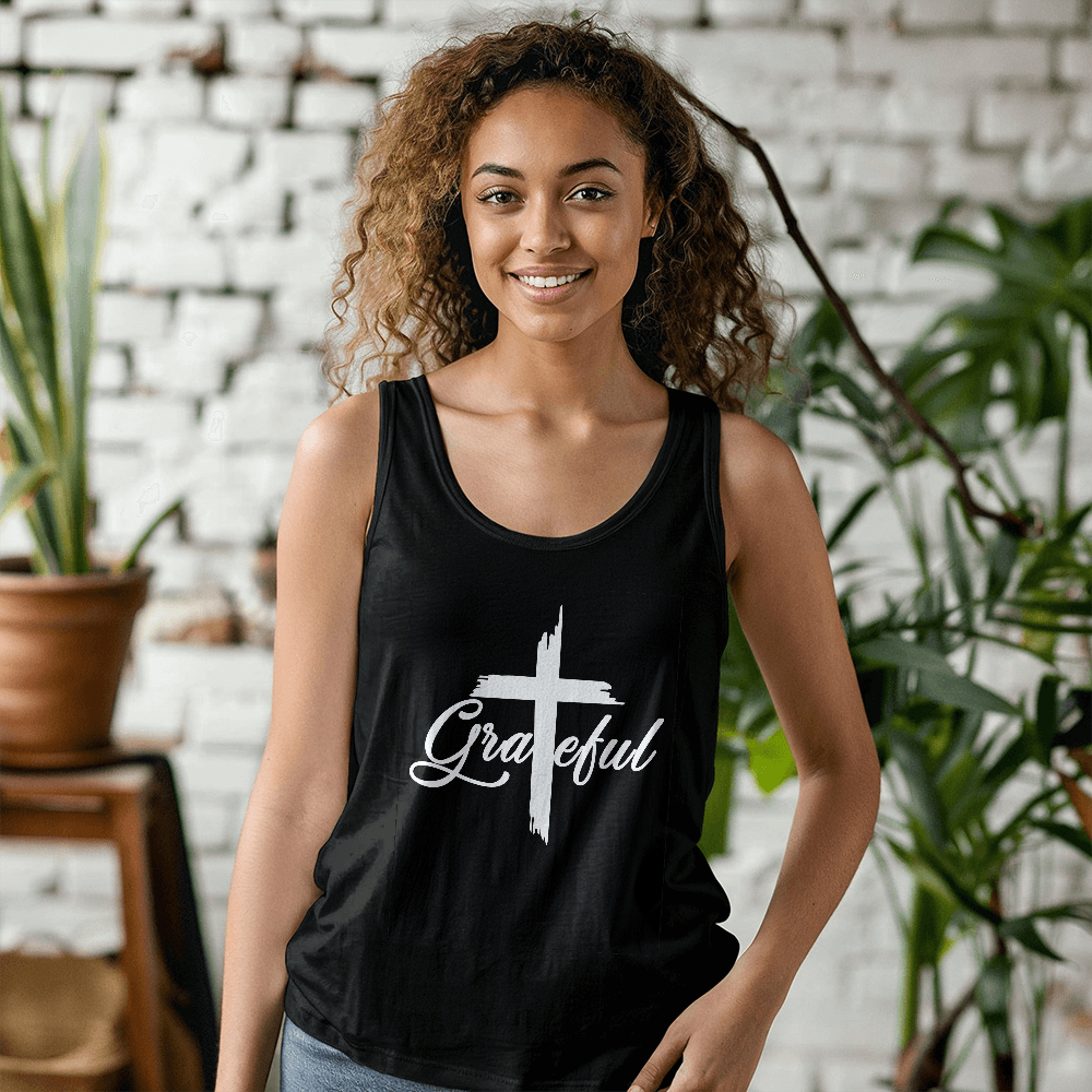 Grateful (White) Tank Top – Gift for Her - Gift for Him