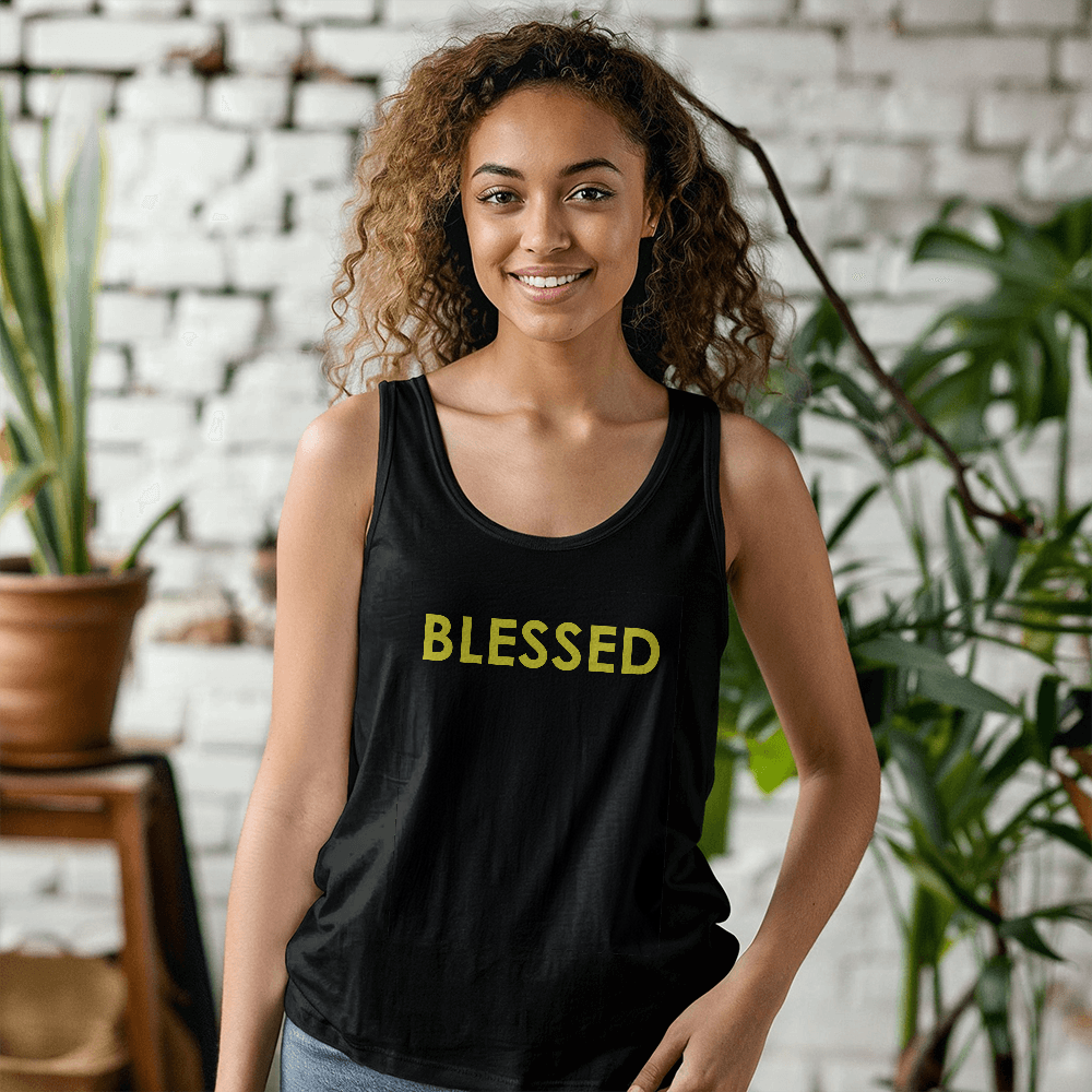 Blessed - 3480 Bella + Canvas Unisex Jersey Tank Front Print - Gift for Her - Gift for Him