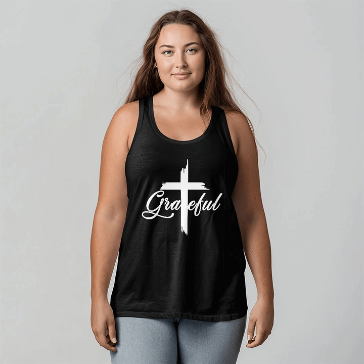 Grateful (White) Tank Top – Gift for Her - Gift for Him