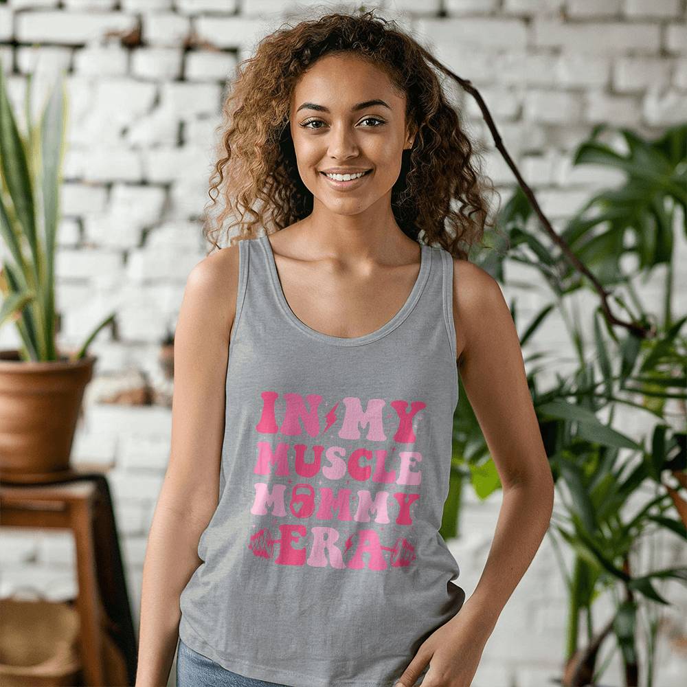 In My Muscle Mommy Era - 3480 Bella + Canvas Unisex Jersey Tank Front Print Design - Gift for Mom