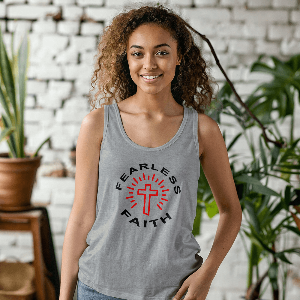 Fearless Faith - 3480 Bella + Canvas Unisex Jersey Tank Front Print - Gift for Her - Gift for Him