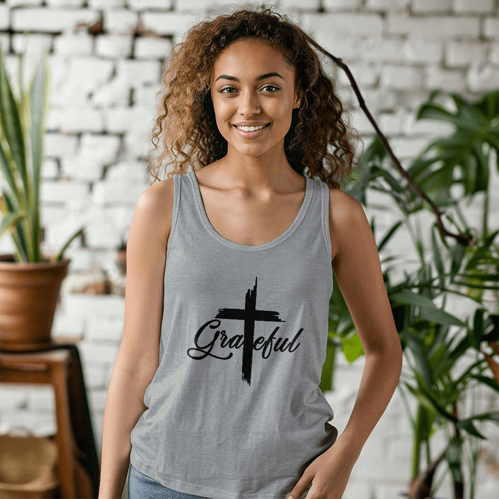 Grateful (Black) Tank Top – Gift for Her - Gift for Him
