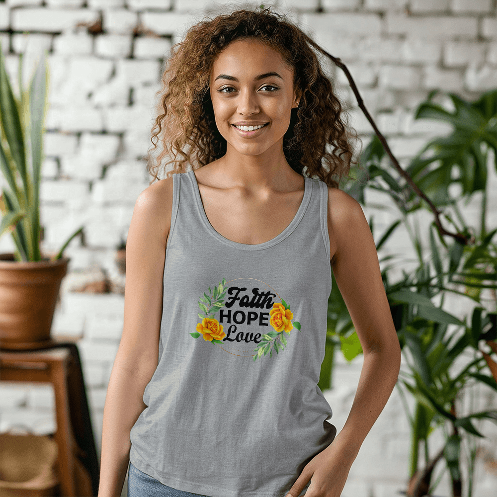 Faith Hope Love - 3480 Bella + Canvas Unisex Jersey Tank Front Print - Gift for Her