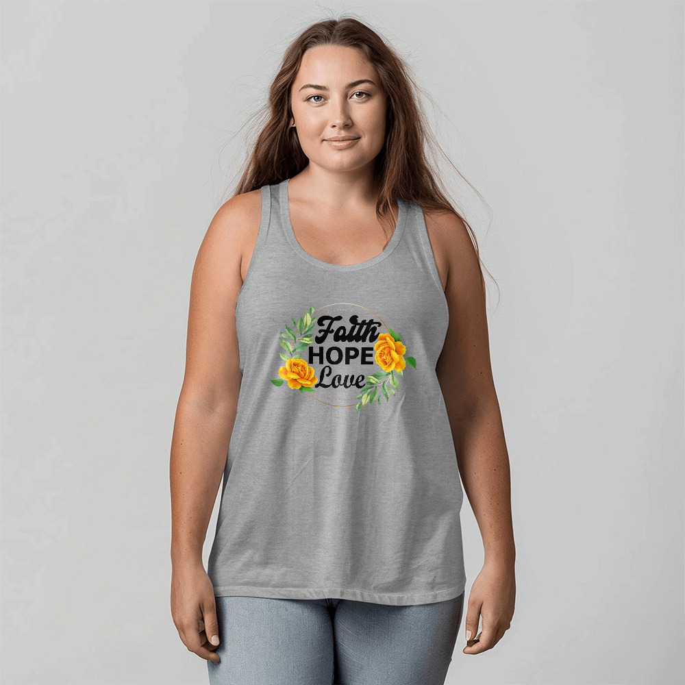 Faith Hope Love - 3480 Bella + Canvas Unisex Jersey Tank Front Print - Gift for Her