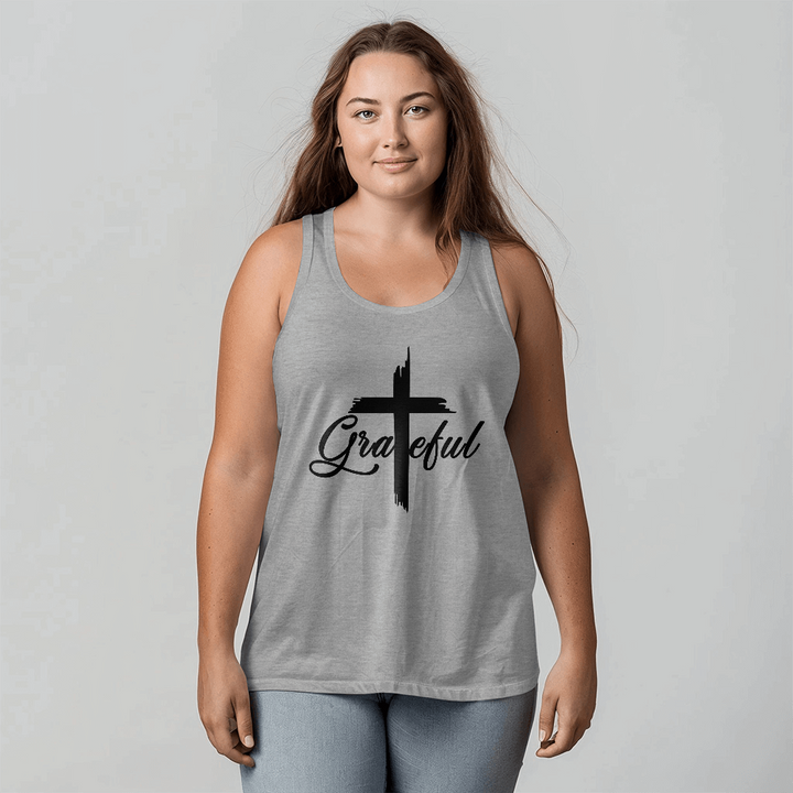 Grateful (Black) Tank Top – Gift for Her - Gift for Him