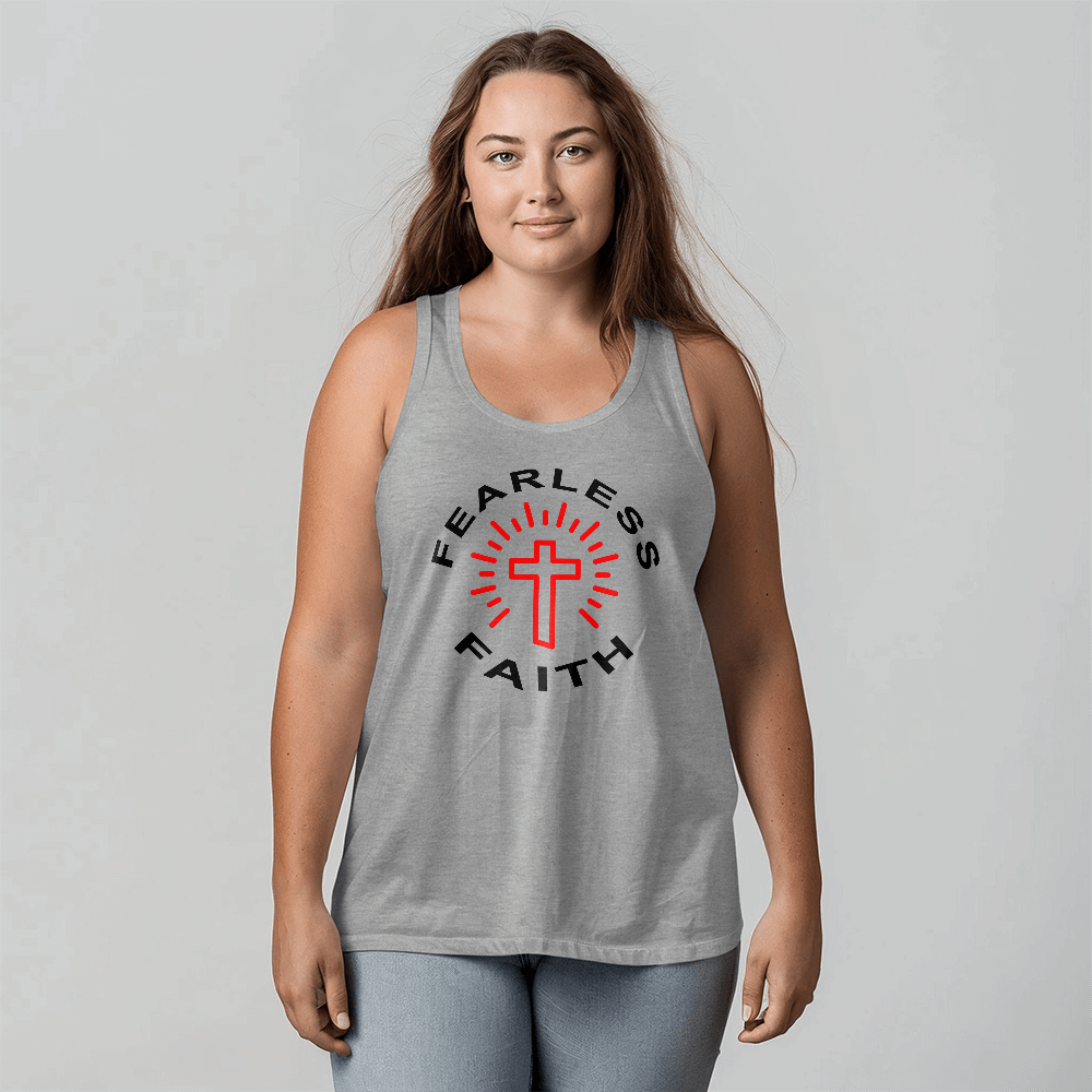 Fearless Faith - 3480 Bella + Canvas Unisex Jersey Tank Front Print - Gift for Her - Gift for Him