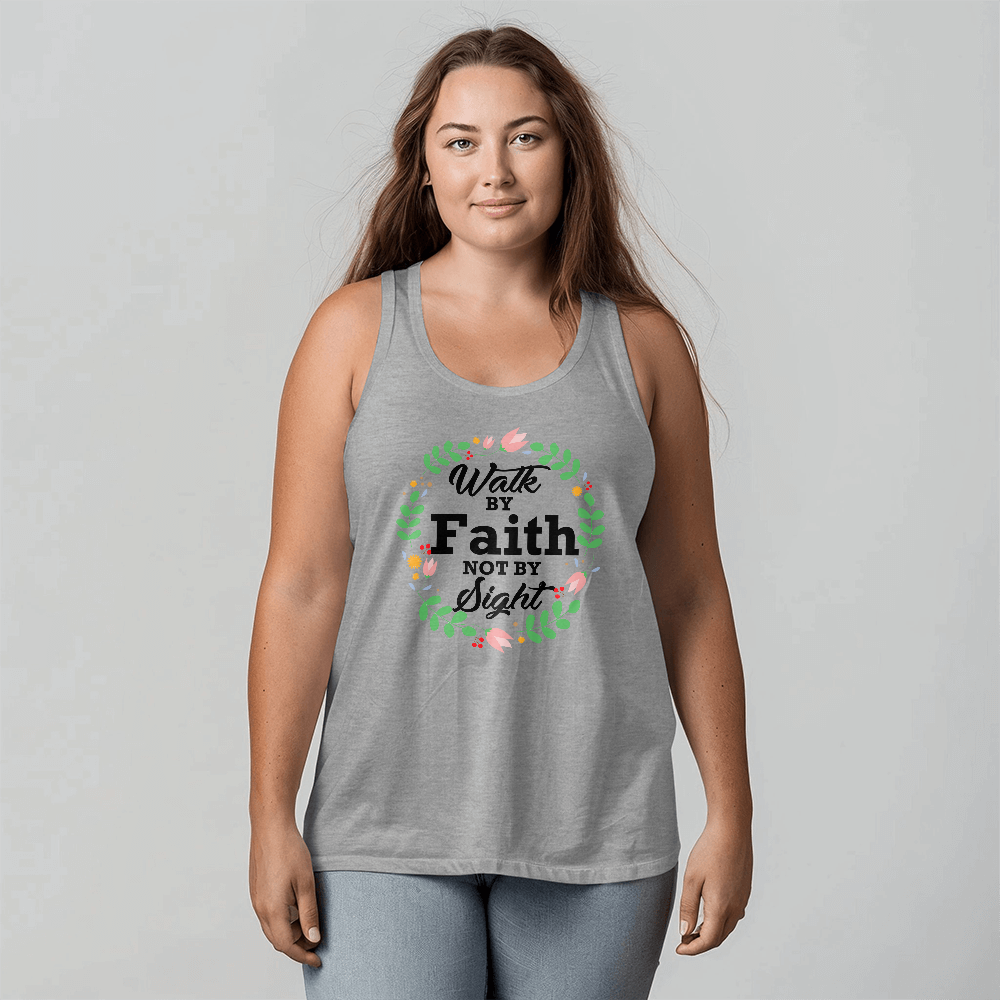 Walk By Faith Not By Sight - 3480 Bella + Canvas Unisex Jersey Tank Front Print - Gift for Her - Gift for Him