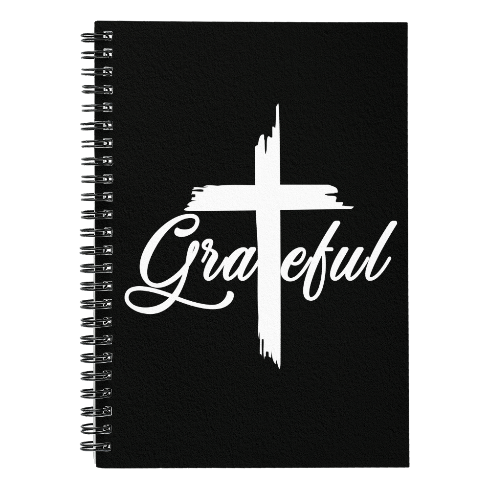 Grateful (White) - Spiral Notebook - Gift for Her - Gift for Him