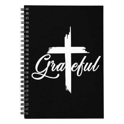Grateful (White) - Spiral Notebook - Gift for Her - Gift for Him