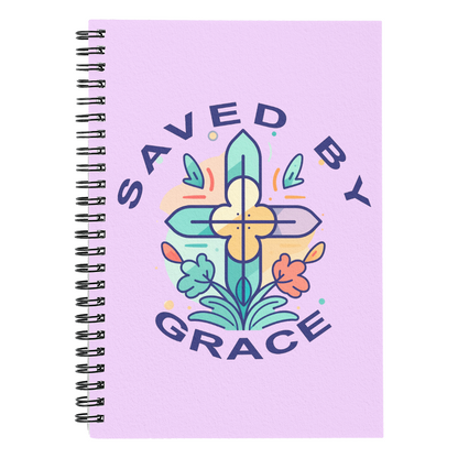 Saved By Grace - Spiral Notebook - Gift for Her