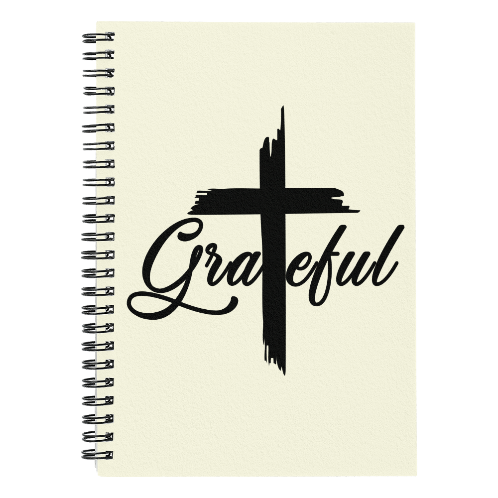 Grateful (Black) - Spiral Notebook - Gift for Her - Gift for Him