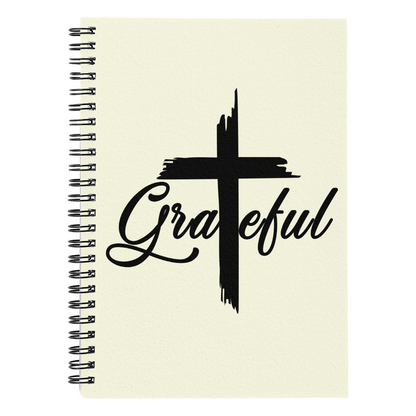 Grateful (Black) - Spiral Notebook - Gift for Her - Gift for Him