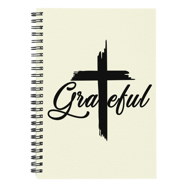 Grateful (Black) - Spiral Notebook - Gift for Her - Gift for Him