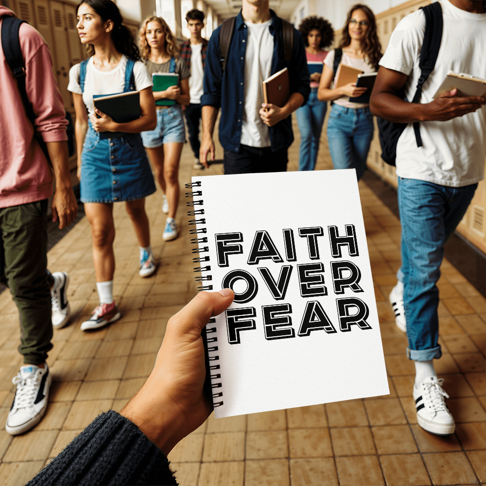 Faith Over Fear (Black) - Spiral Notebook - Gift for Her - Gift for Him