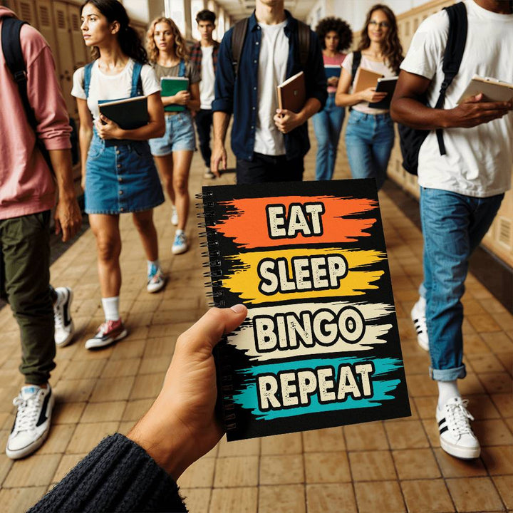 Eat Sleep Bingo Repeat – Spiral Notebook – Gift for Her – Gift for Him