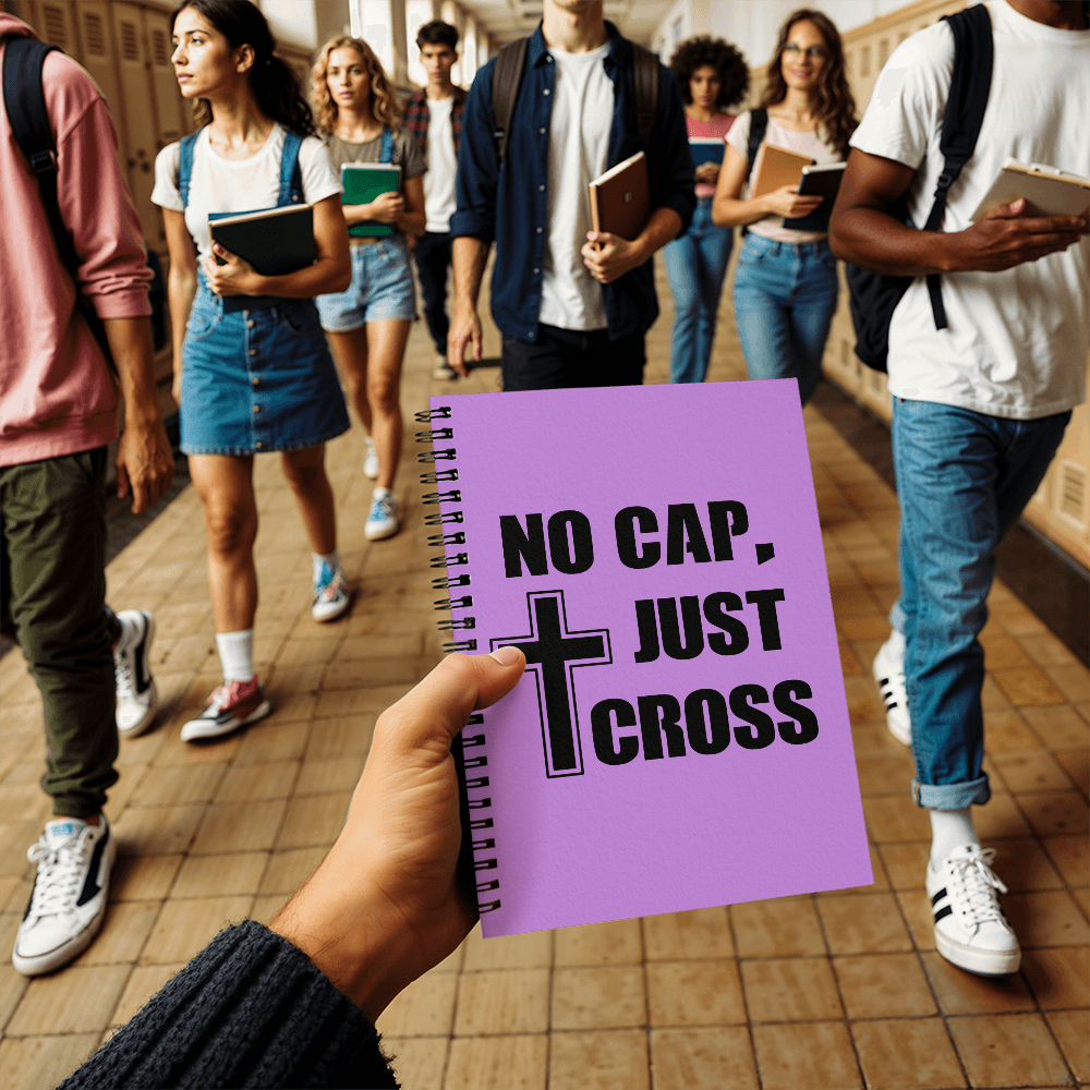 No Cap, Just Cross - Spiral Notebook - Gift for Her - Gift for Him