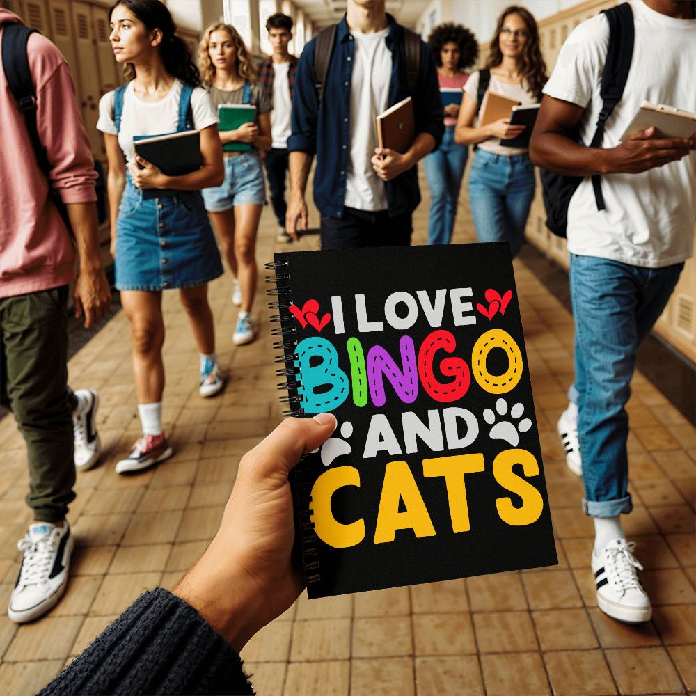 I Love Bingo And Cats - Spiral Notebook - Gift for Her - Gift for Him