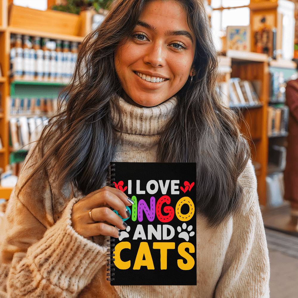 I Love Bingo And Cats - Spiral Notebook - Gift for Her - Gift for Him