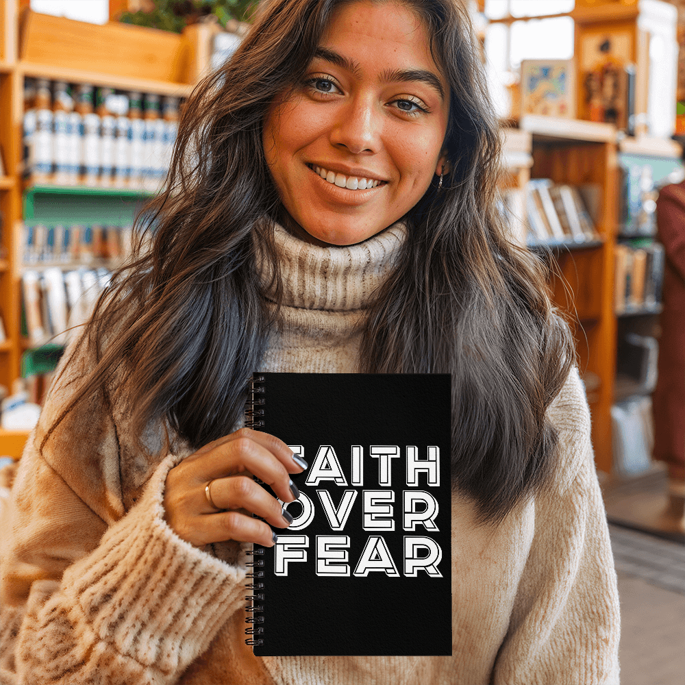 Faith Over Fear (White) – Spiral Notebook – Gift for Her - Gift for Him