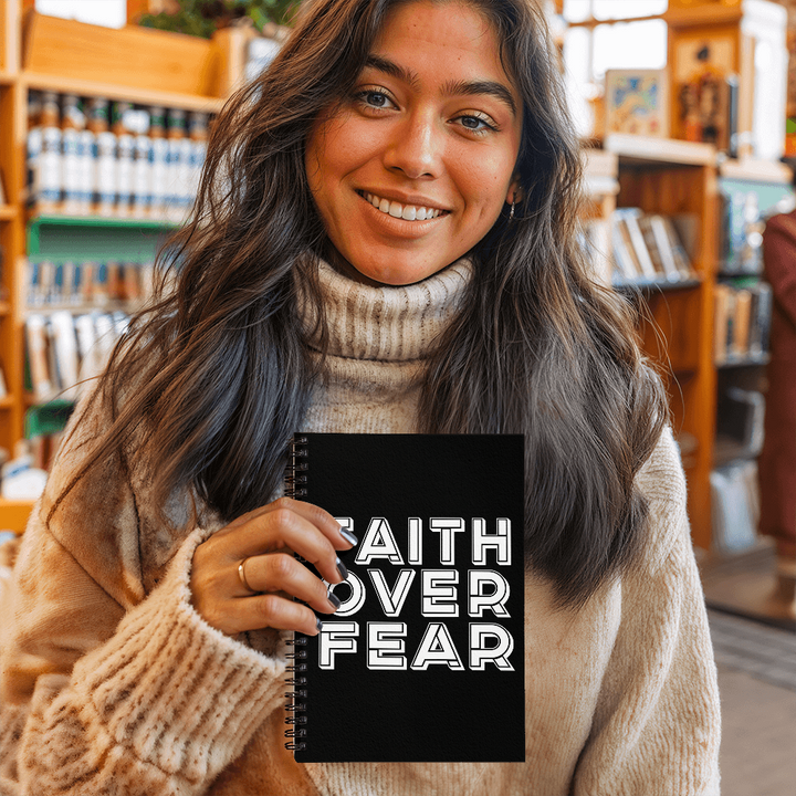 Faith Over Fear (White) – Spiral Notebook – Gift for Her - Gift for Him
