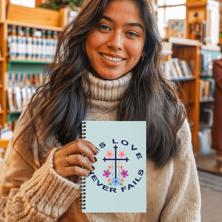 His Love Never Fails Spiral Notebook – Gift for Her