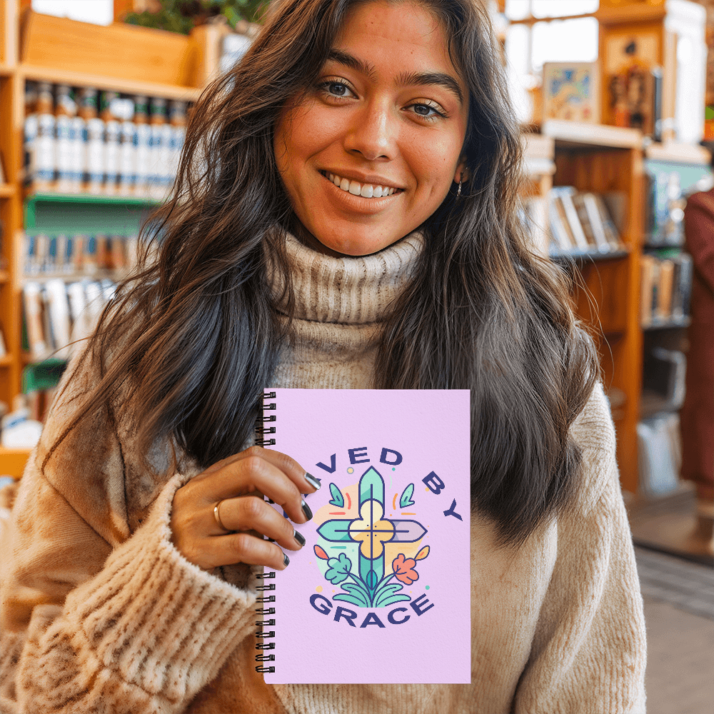 Saved By Grace - Spiral Notebook - Gift for Her