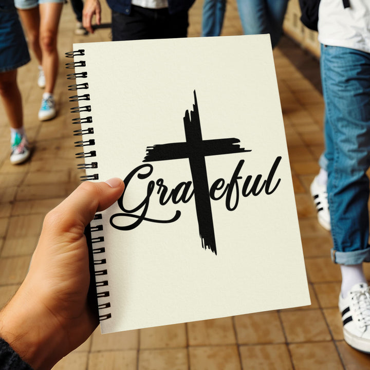 Grateful (Black) - Spiral Notebook - Gift for Her - Gift for Him