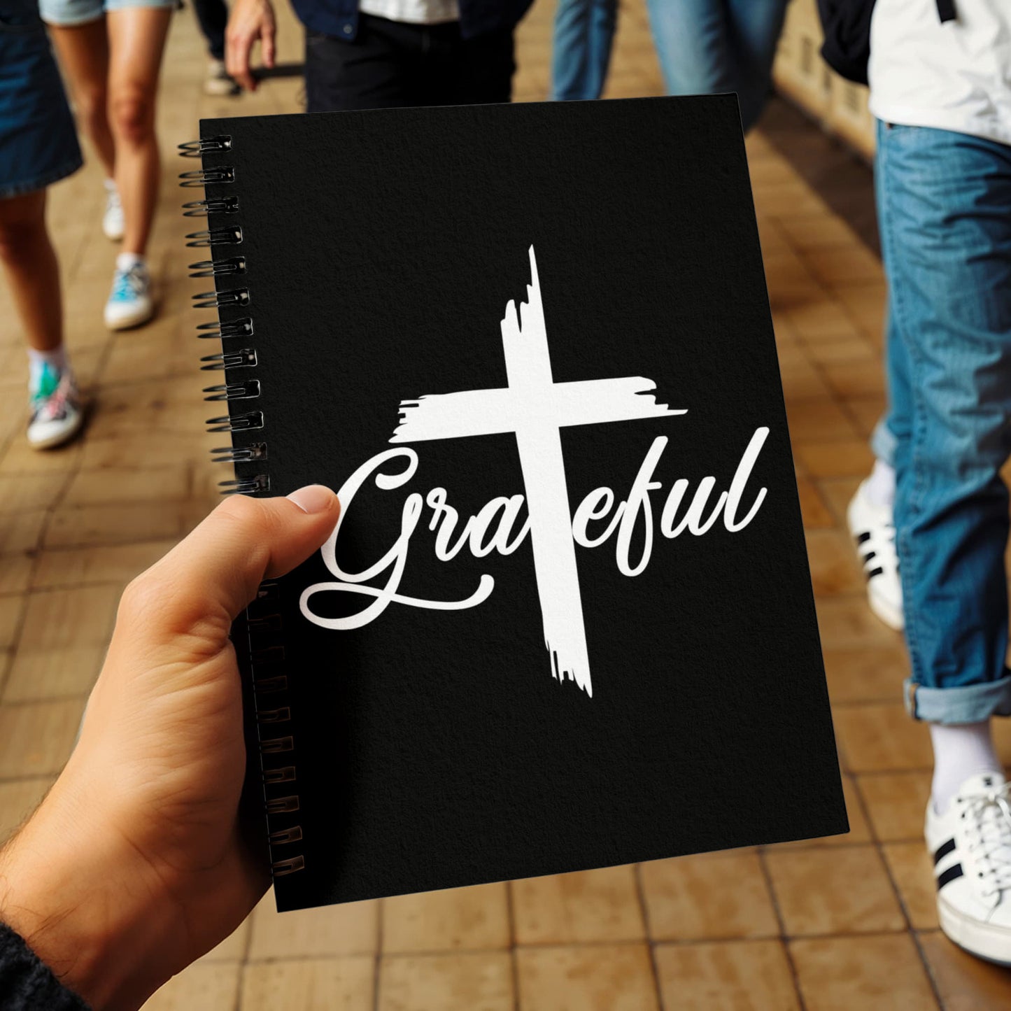 Grateful (White) - Spiral Notebook - Gift for Her - Gift for Him