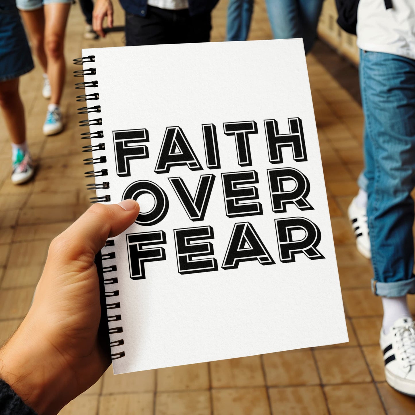 Faith Over Fear (Black) - Spiral Notebook - Gift for Her - Gift for Him