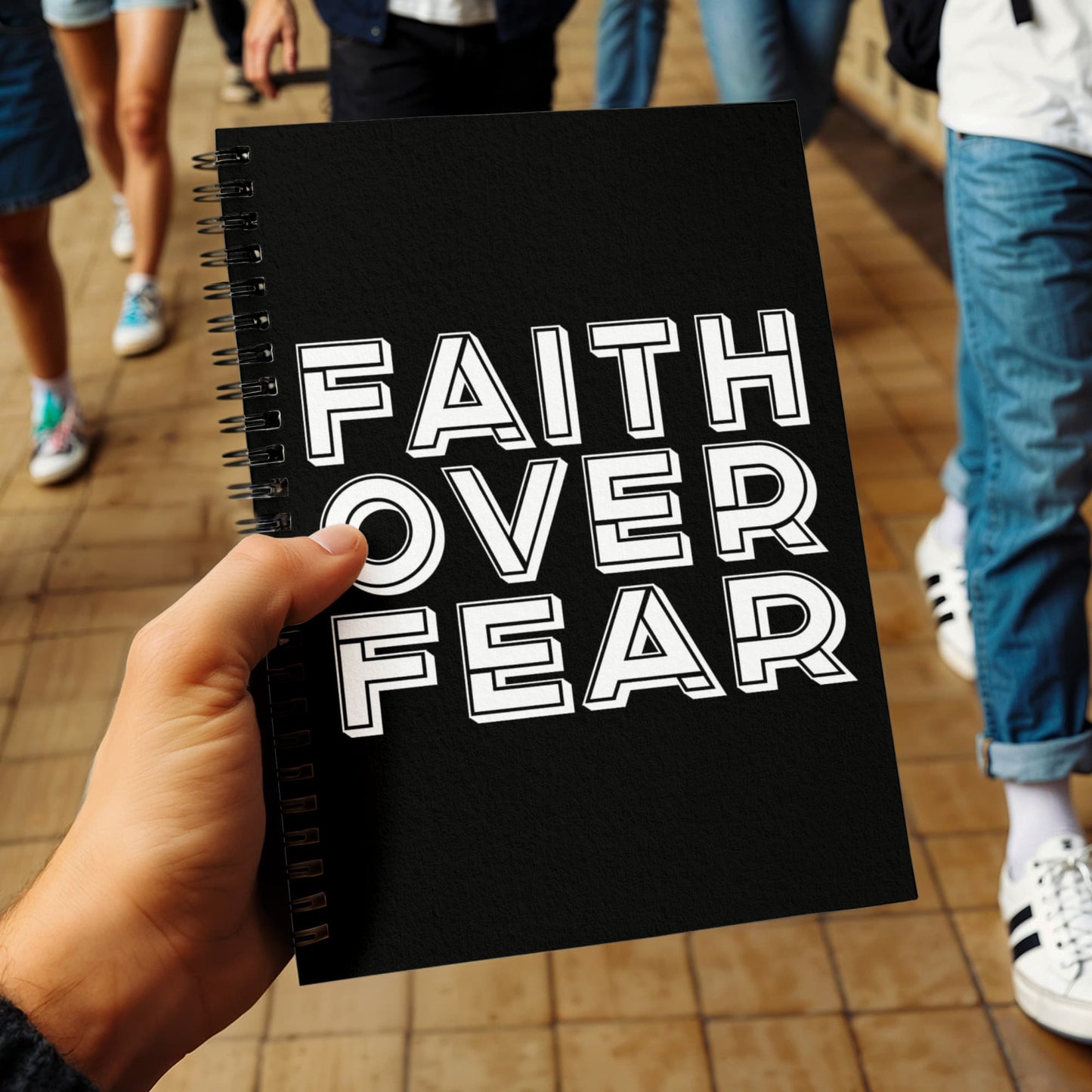 Faith Over Fear (White) - Spiral Notebook - Gift for Her - Gift for Him