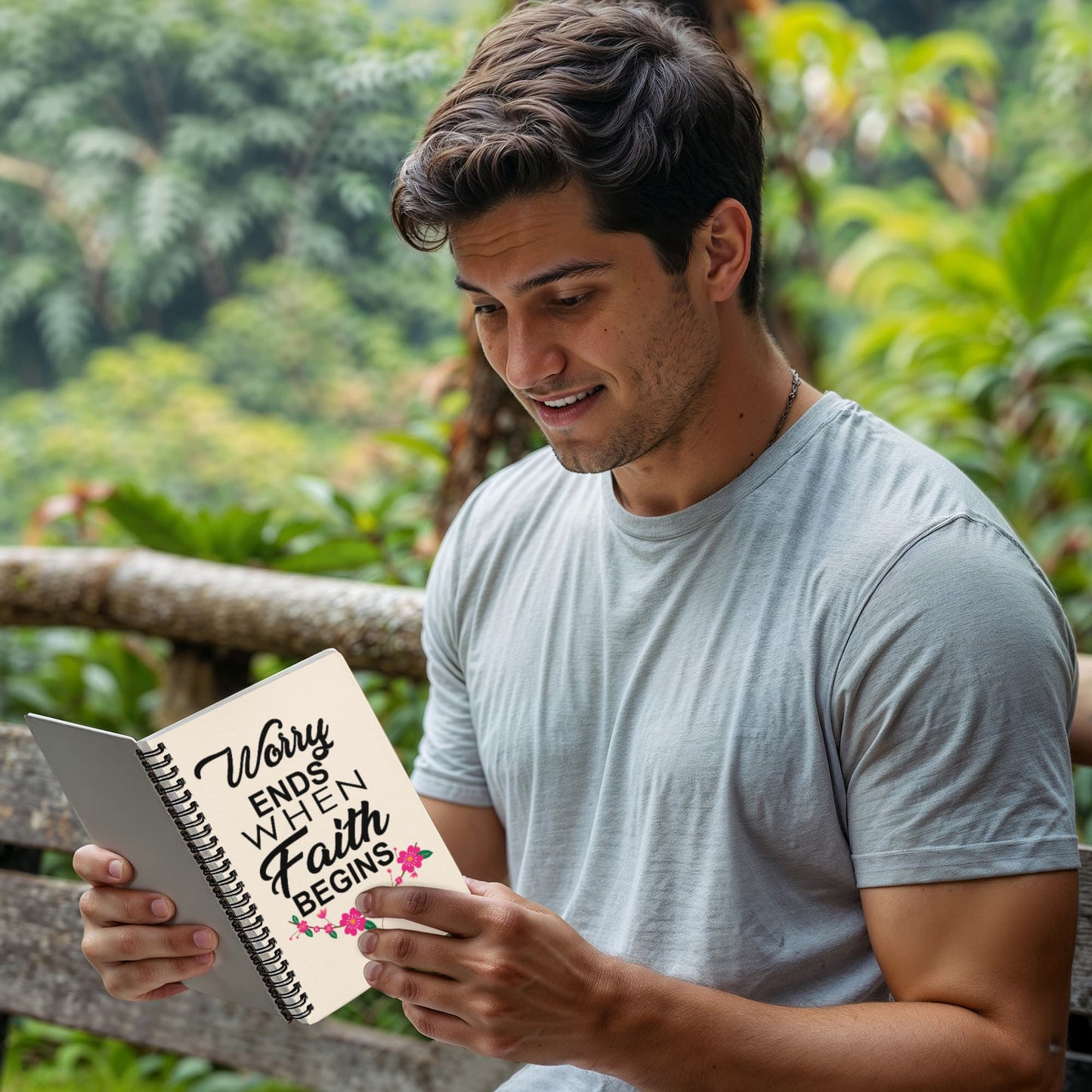 Worry Ends When Faith Begins - Spiral Notebook - Gift for Her