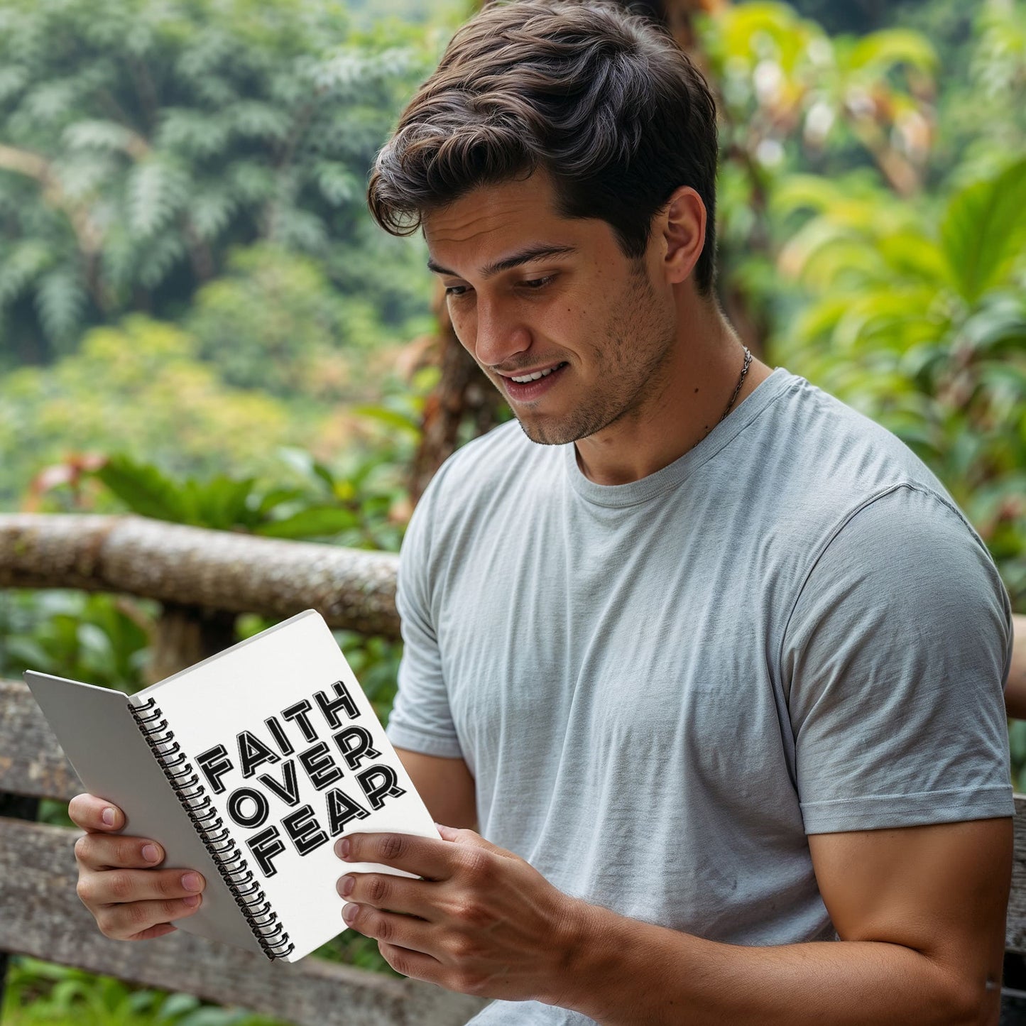 Faith Over Fear (Black) - Spiral Notebook - Gift for Her - Gift for Him