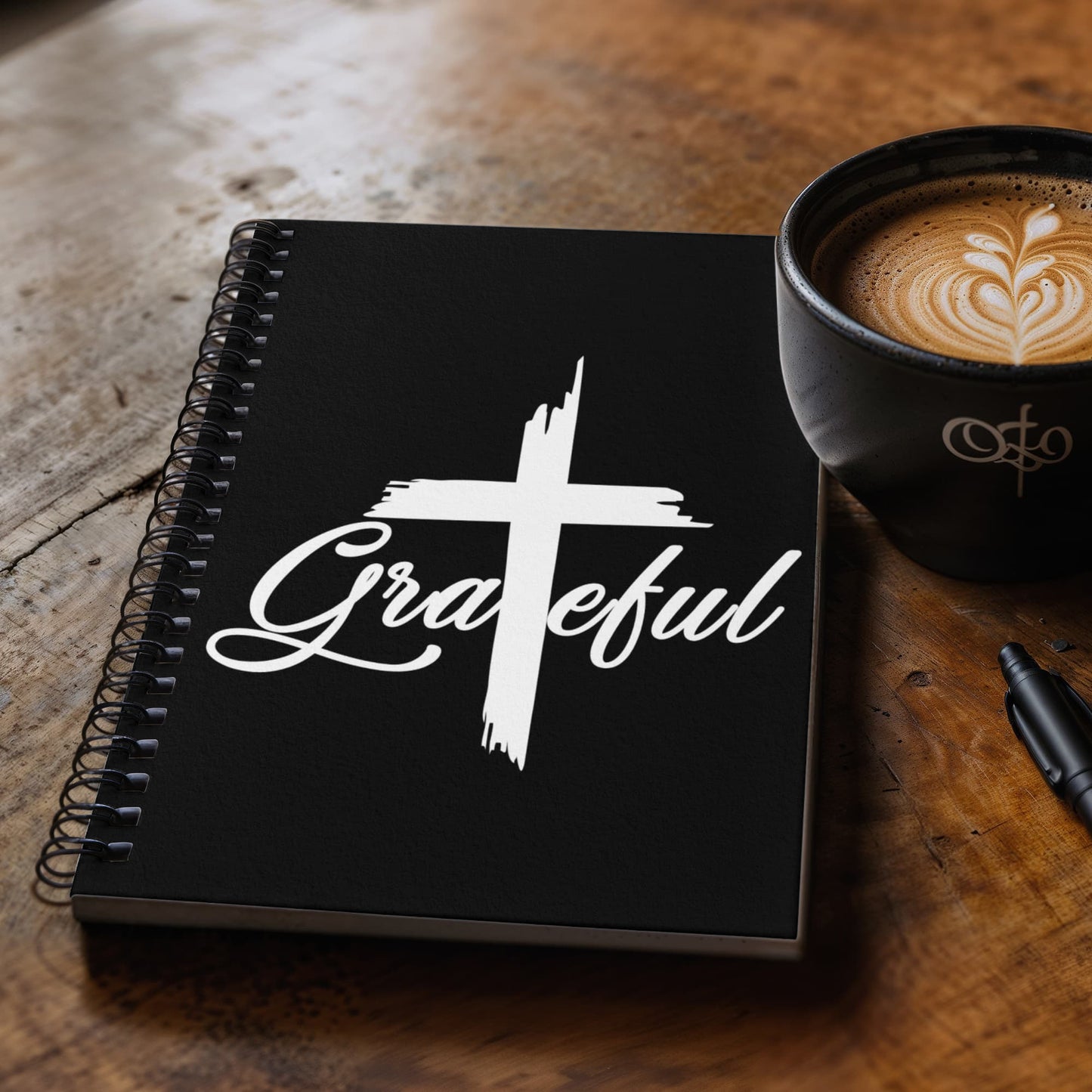 Grateful (White) - Spiral Notebook - Gift for Her - Gift for Him