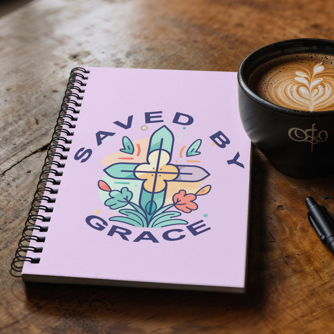 Saved By Grace - Spiral Notebook - Gift for Her