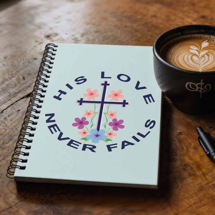 His Love Never Fails Spiral Notebook – Gift for Her