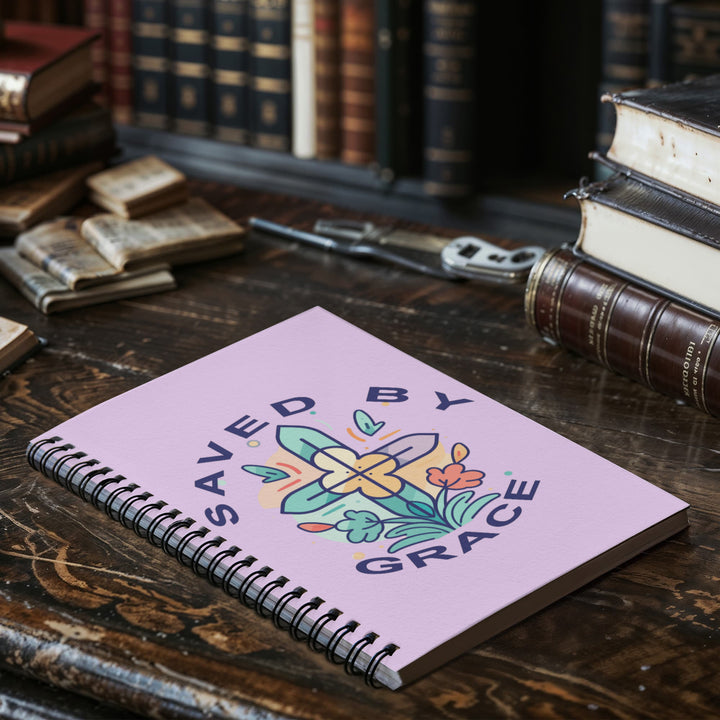 Saved By Grace - Spiral Notebook - Gift for Her