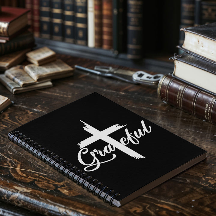 Grateful (White) - Spiral Notebook - Gift for Her - Gift for Him