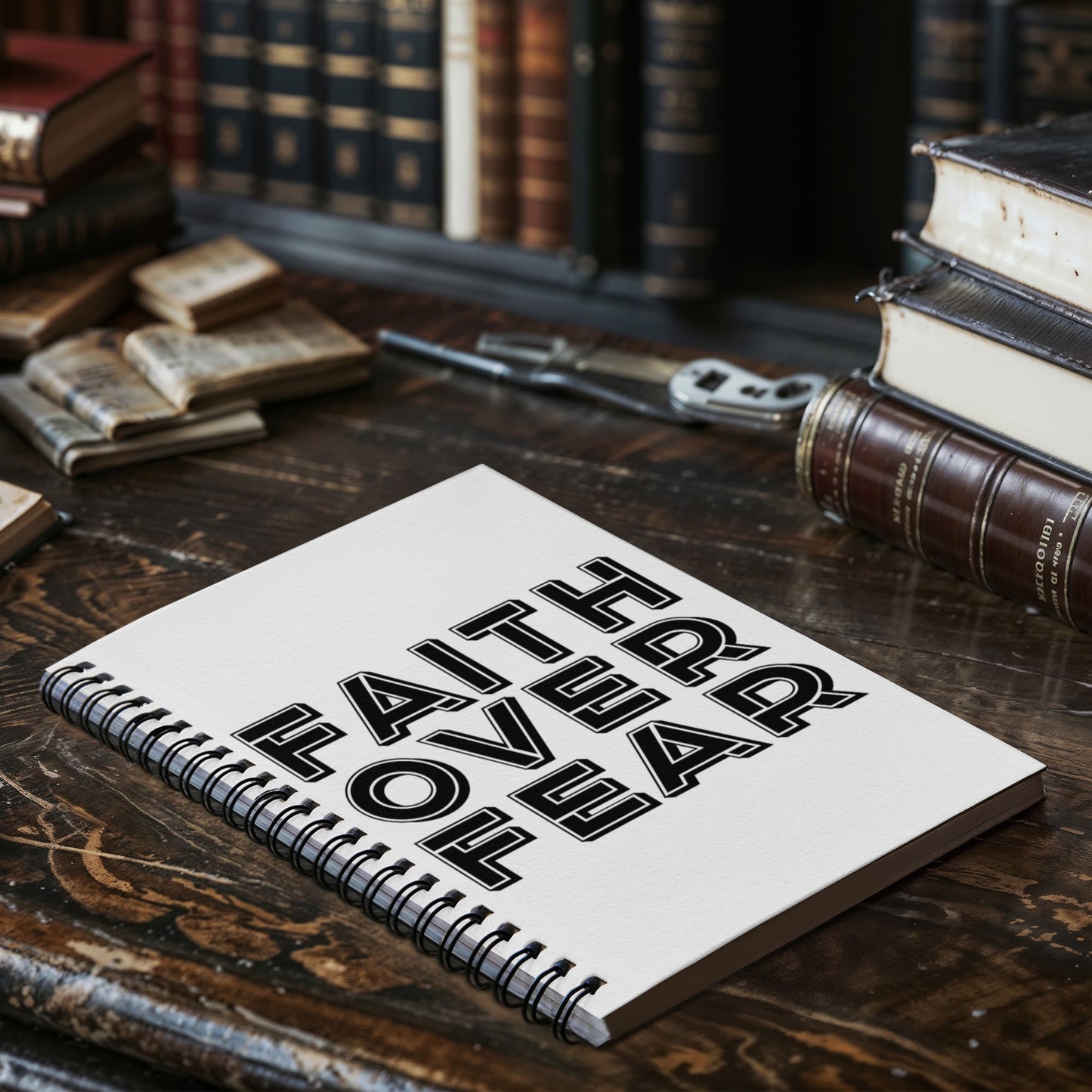 Faith Over Fear (Black) - Spiral Notebook - Gift for Her - Gift for Him