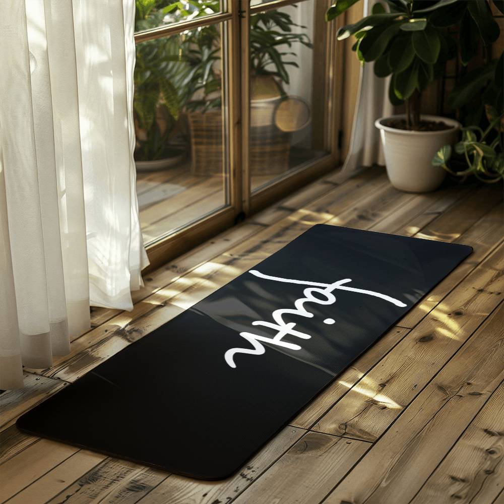 Faith (White) - Rubber Yoga Mat - Gift for Her - Gift for Him
