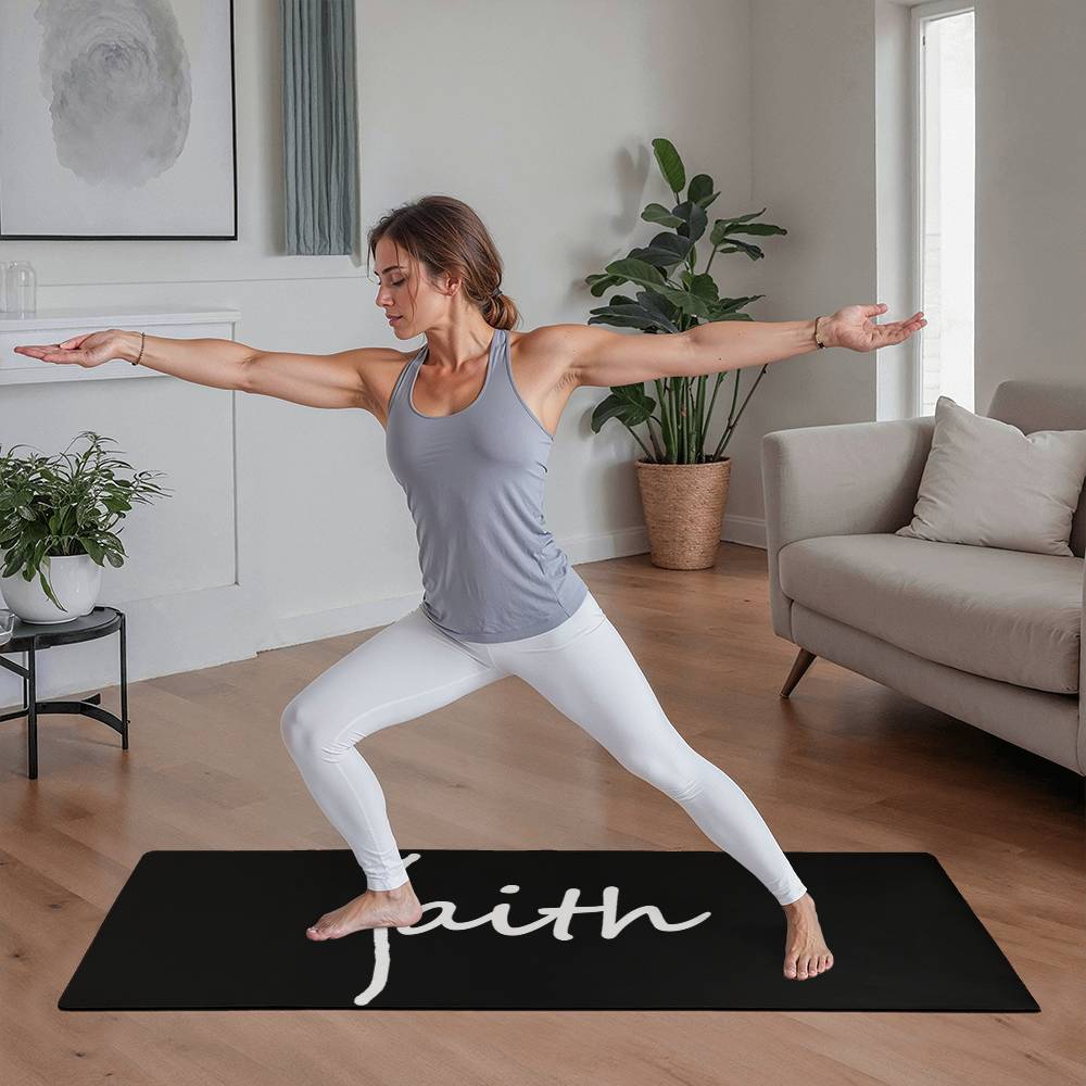 Faith (White) - Rubber Yoga Mat - Gift for Her - Gift for Him