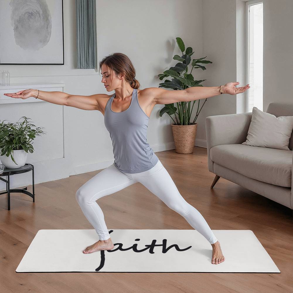 Faith (Black) - Rubber Yoga Mat - Gift for Her - Gift for Him