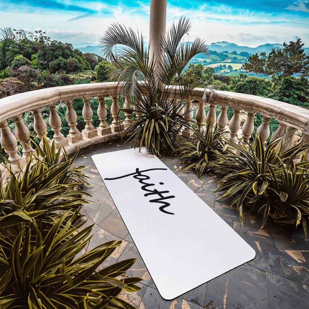 Faith (Black) - Rubber Yoga Mat - Gift for Her - Gift for Him
