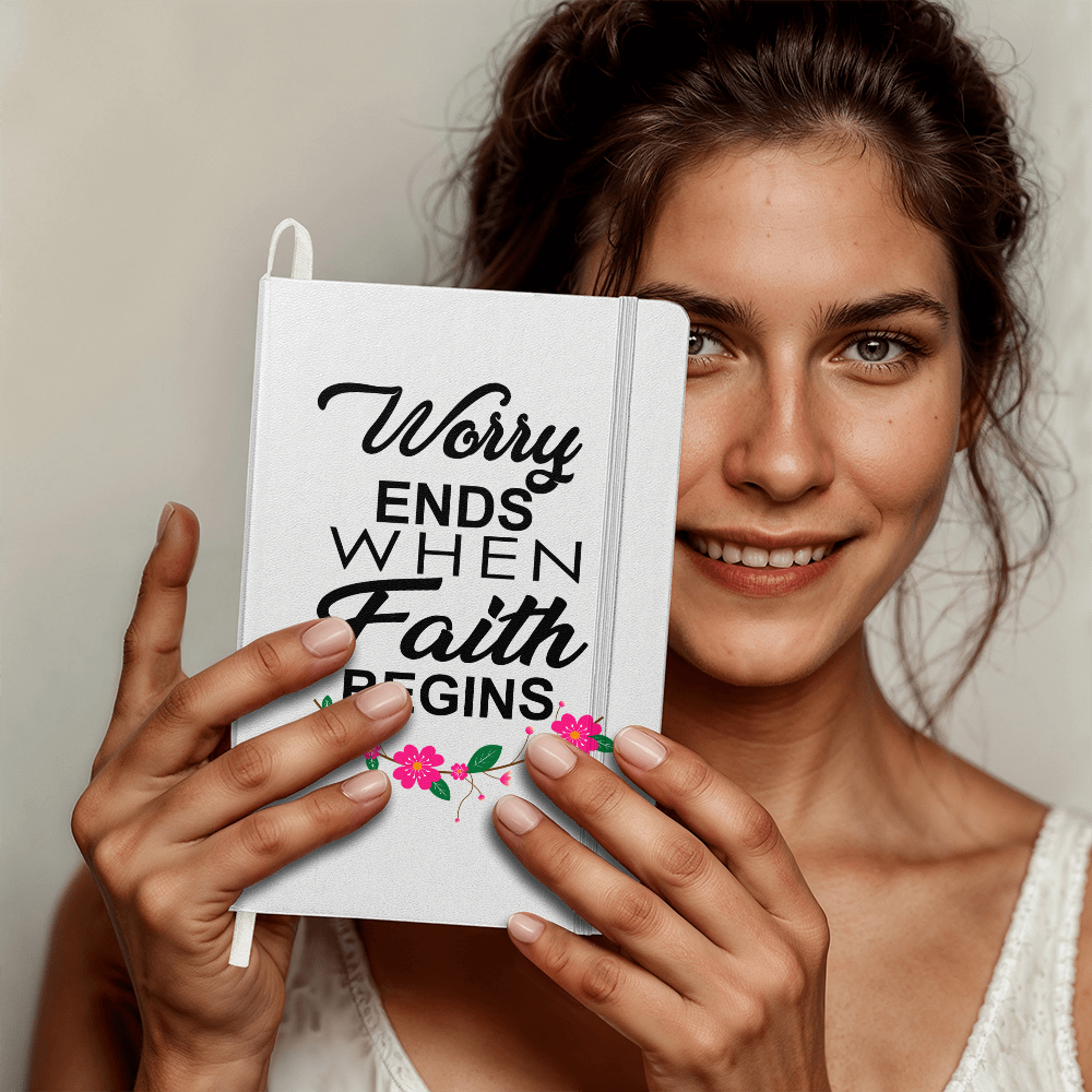 Worry Ends When Faith Begins Bound Journal – Gift for Her